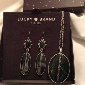 Lucky brand earrings and long pendant necklace set